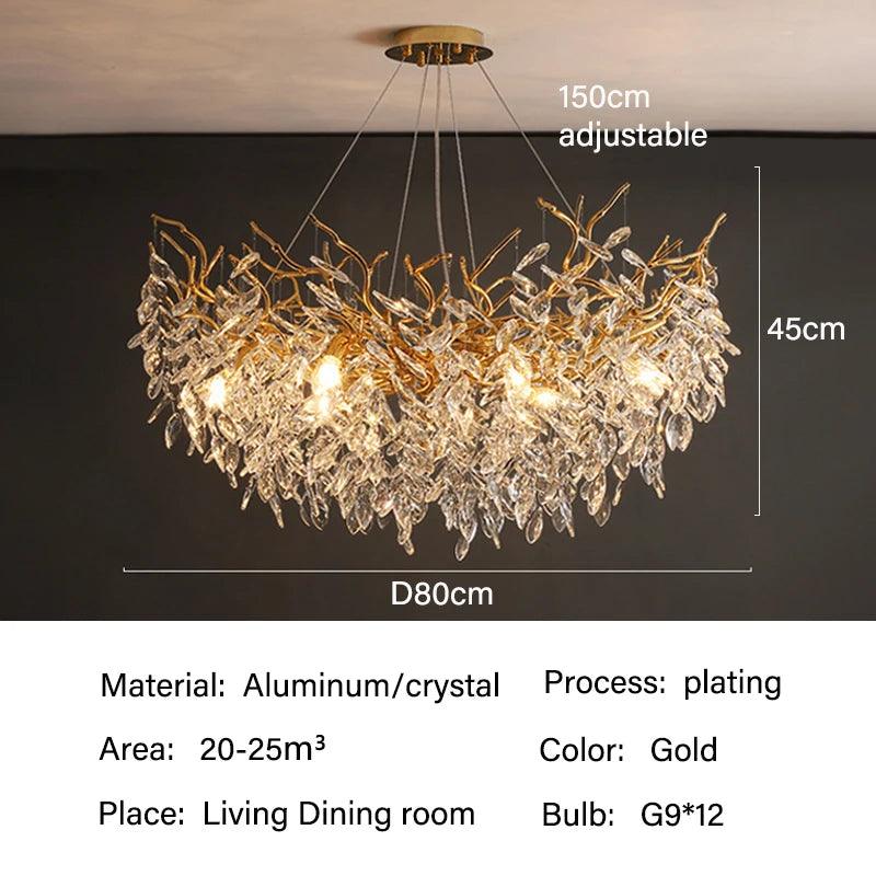 Modern Crystal Chandelier LED Light Fixture G9 Gold Silver Rectangular Suspended Illumination Dining Room Statement Piece Interior Décor