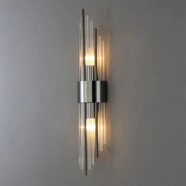Crystal Wall Sconce with LED Light – Modern Gold or Black Finish for Bedroom, Hallway, Living Room – 14 in to 22 in