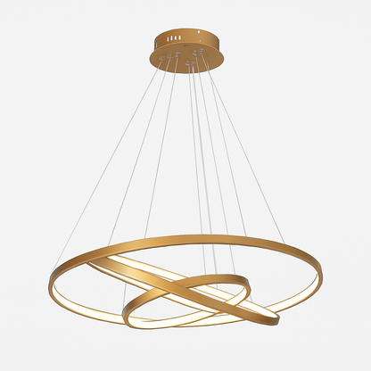 LED Circle Chandelier Metal Sculptural Fixture Gold White Black Adjustable Ring Ceiling Light for Dining Kitchen Island Living Room Contempo