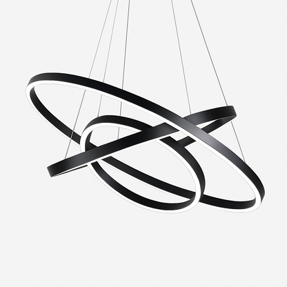 Modern Interlocking Ring Pendant Light with LED - Dimmable Aluminum Chandelier for Dining Room & Living Room