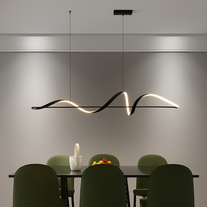 Dimmable LED Ceiling Pendant Light with Remote Control for Dining Room & Living Room | Contemporary Hanging Fixture in Black, White or Gold