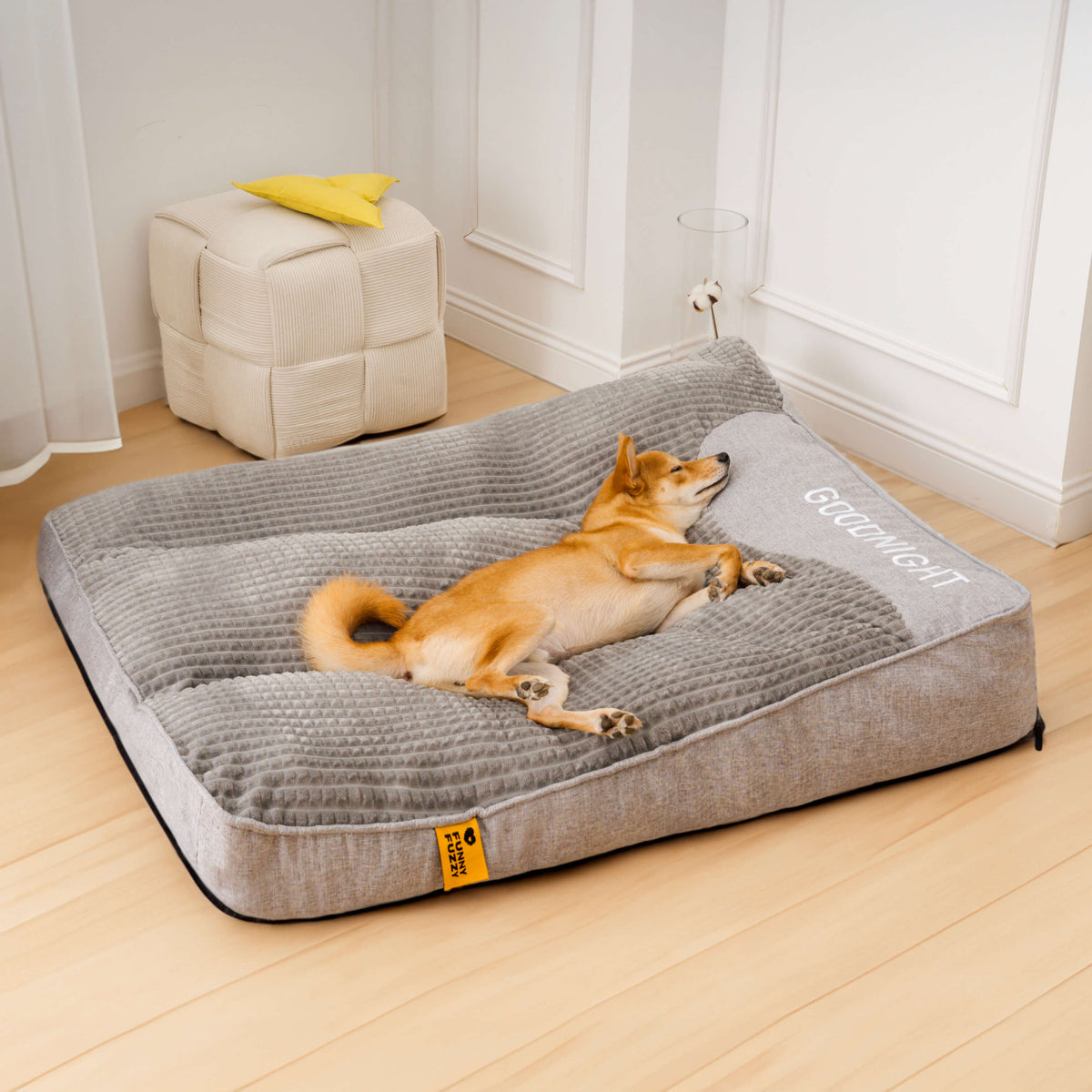 Memory Foam Dog Bed with Raised Pillow for Large Dogs – Joint Support Pet Cushion for Senior Dogs and Big Breeds