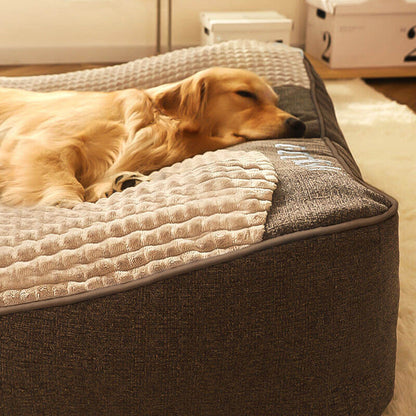 Orthopedic Dog Bed with Raised Bolster Pillow – Plush Crystal Velvet Pet Cushion for Joint Support, Machine Washable Cover for Small to