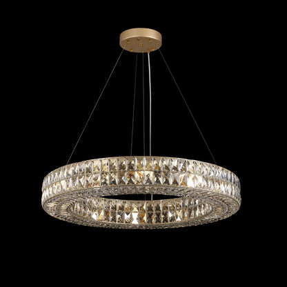 Double-Ring Crystal Chandelier in Gold or Silver Finish – Contemporary Candelabra-Style Hanging Light for Dining Room & Kitchen Island – 3