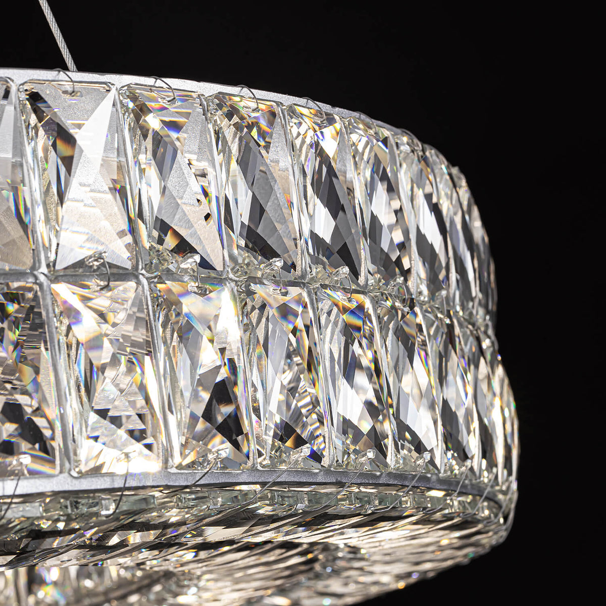 Double-Ring Crystal Chandelier in Gold or Silver Finish – Contemporary Candelabra-Style Hanging Light for Dining Room & Kitchen Island – 3