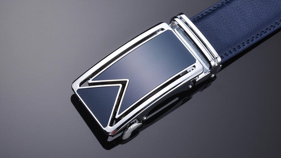 Genuine Cowhide Dress Belt for Men – Water-Resistant Full-Grain Leather with Scratch-Proof Finish, Classic Navy Waist Strap for Business &