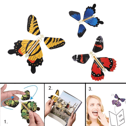 Wind-Up Flying Butterfly Surprise for Greeting Cards & Books | Novelty Gift Toy for Weddings Parties Birthdays