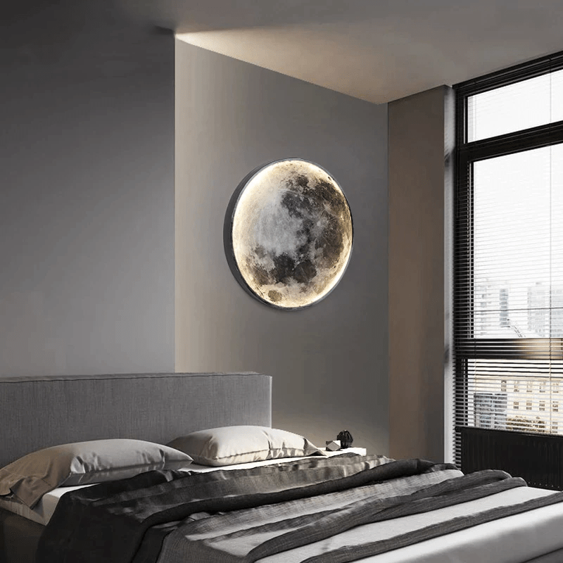 Dimmable LED Moon Wall Sconce with Remote | Adjustable 3000K–6000K Lighting for Bedroom Living Room Hallway | Alloy Fixture Covers 108–162 s