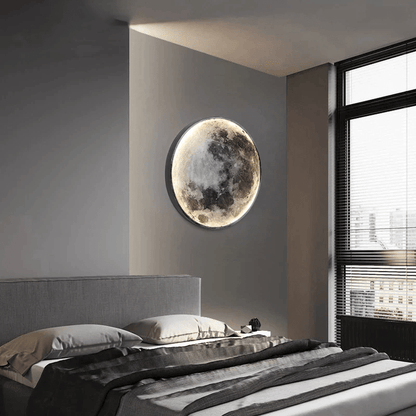 Dimmable LED Moon Wall Sconce with Remote | Adjustable 3000K–6000K Lighting for Bedroom Living Room Hallway | Alloy Fixture Covers 108–162 s
