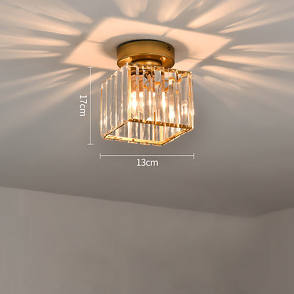 Flush Mount Crystal Light Fixture E27 Socket Black Gold for Bedroom Living Room Hallway Indoor Home Décor Compact Reflective Shade Elegant A