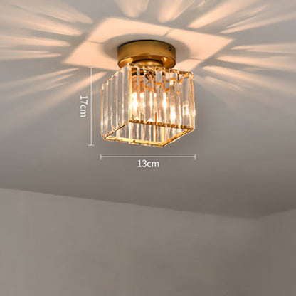 Flush Mount Crystal Light Fixture E27 Socket Black Gold for Bedroom Living Room Hallway Indoor Home Décor Compact Reflective Shade Elegant A