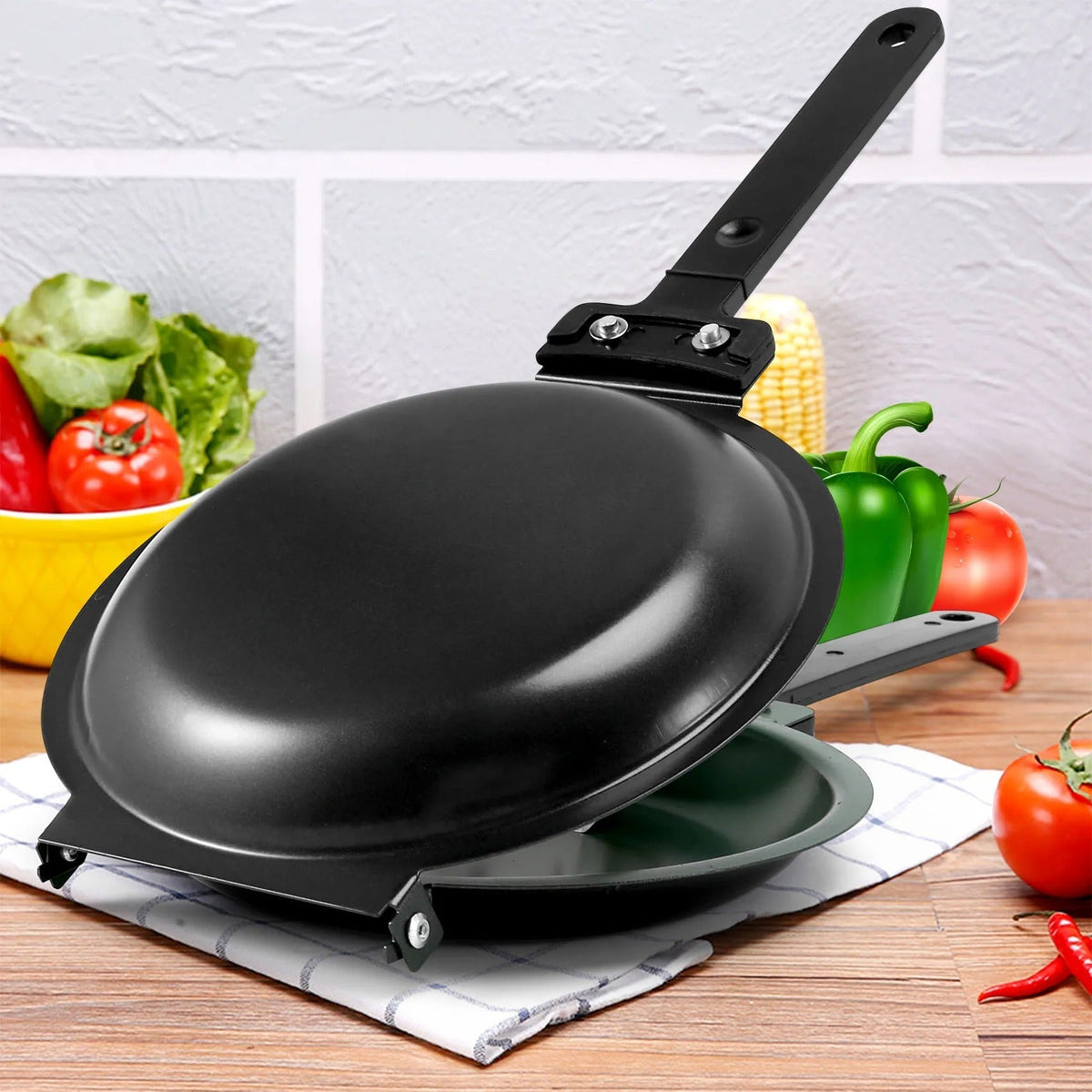 Dual-Sided Flip Pancake Pan with Non-Stick Coating – Stainless Steel Griddle for Perfect Flapjacks, Eggs & More – Easy Turn Breakfast