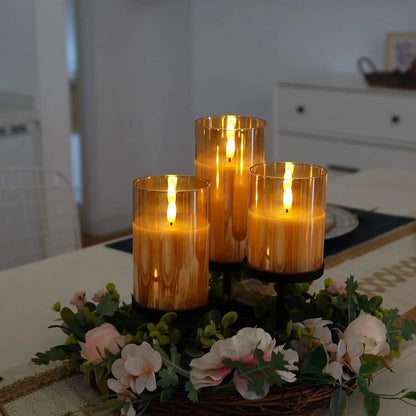 Flameless LED Pillar Candles with Remote Control & Timer – 3-Piece Set, Realistic Flickering Flame Effect for Living Room, Bedroom, Dining