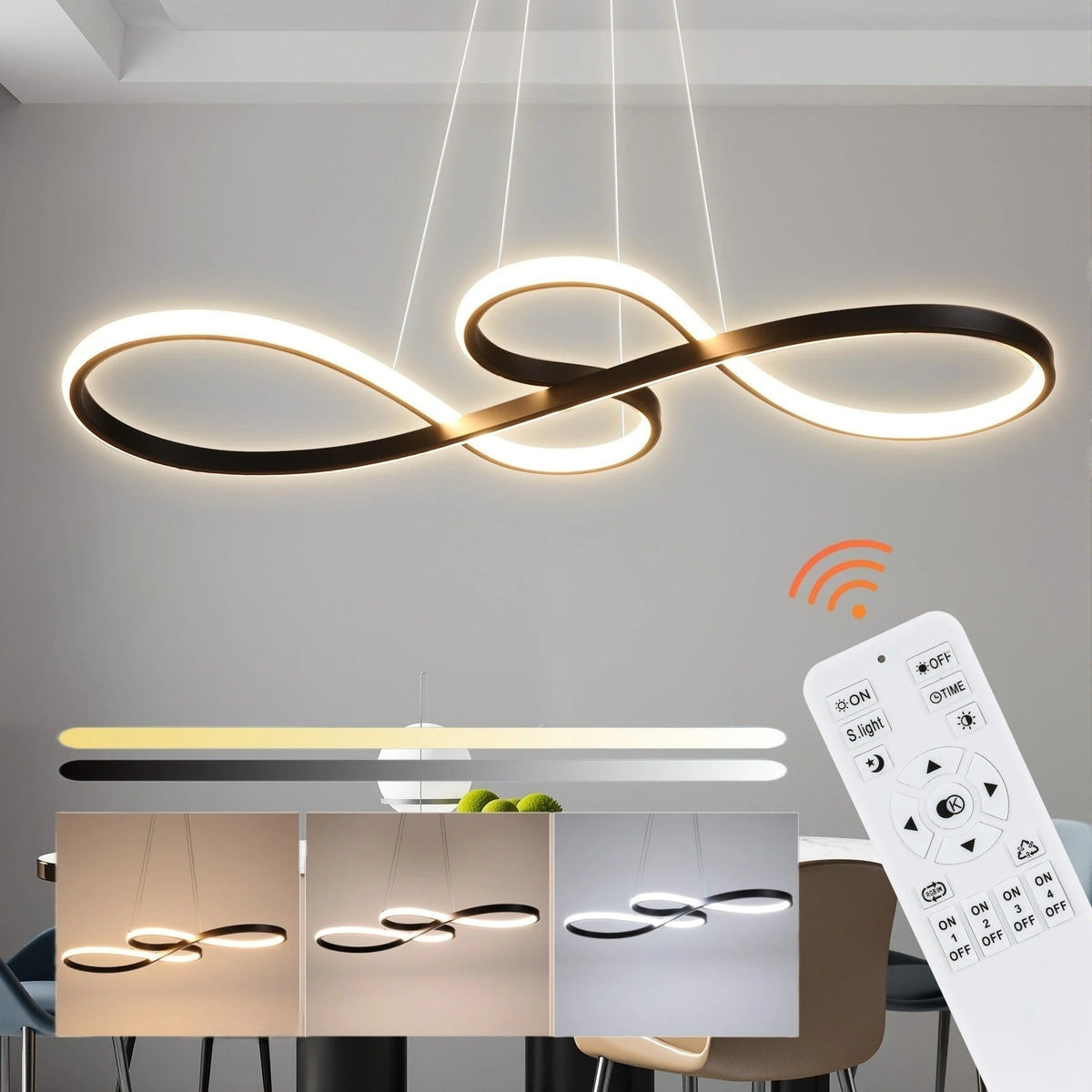 Adjustable Ring Ceiling Light with Remote Dimmable LED 37 in Gold for Dining Room Kitchen Island Modern Hanging Fixture 3-Color Temperature
