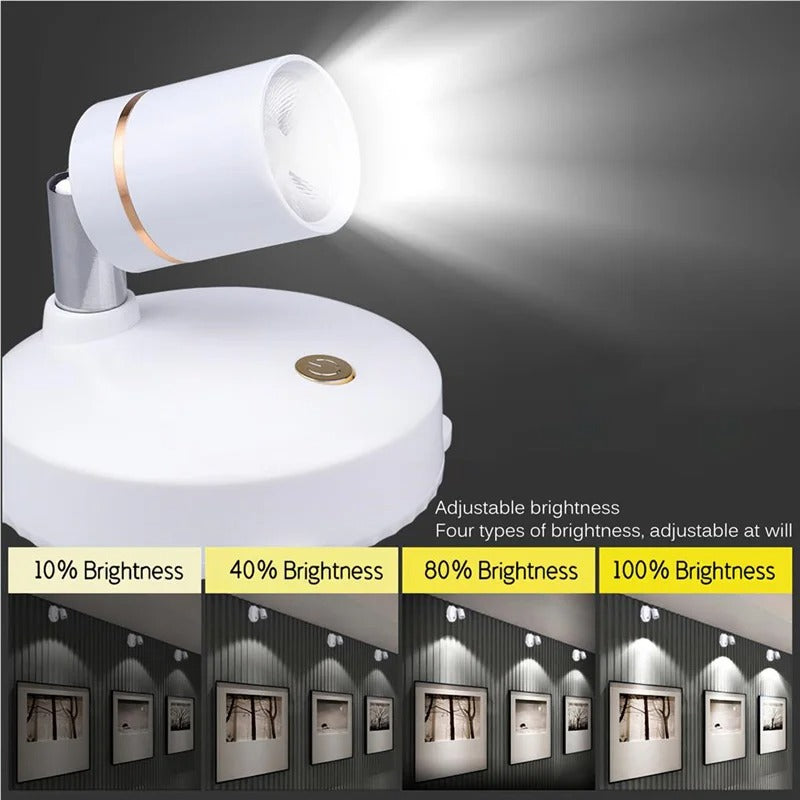 Wireless Battery LED Spotlight with Remote Control Dimmer for Wall Art Picture Accent Lighting Living Room Bedroom Indoor Cordless Puck