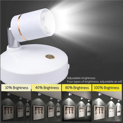 Wireless Battery LED Spotlight with Remote Control Dimmer for Wall Art Picture Accent Lighting Living Room Bedroom Indoor Cordless Puck