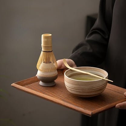 Miyako Matcha Tea Set - Bamboo and Ceramic, 4-Piece Traditional Ceremony