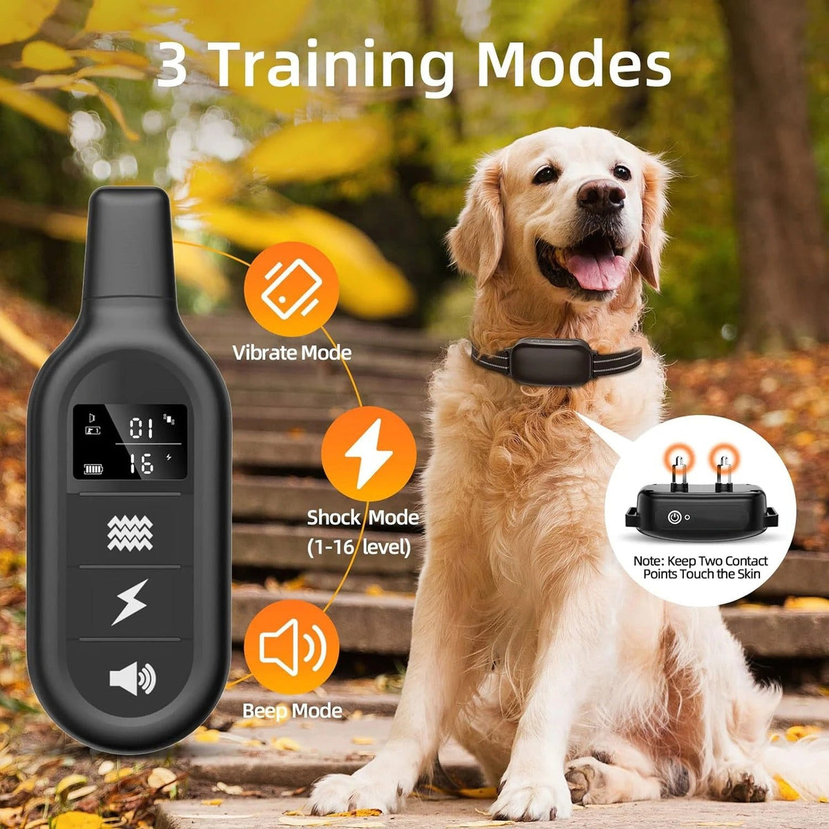 Remote Dog Training Collar with 3300 ft Range, Waterproof Rechargeable System, Vibration Sound & Static Modes for Obedience & Bark Control