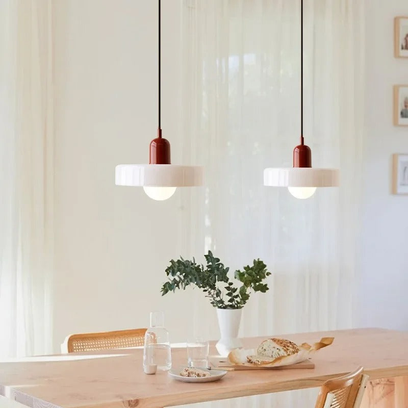 Two-Tone Glass Drop Ceiling Light Fixture for Kitchen Island Dining Room Modern Hanging Lamp