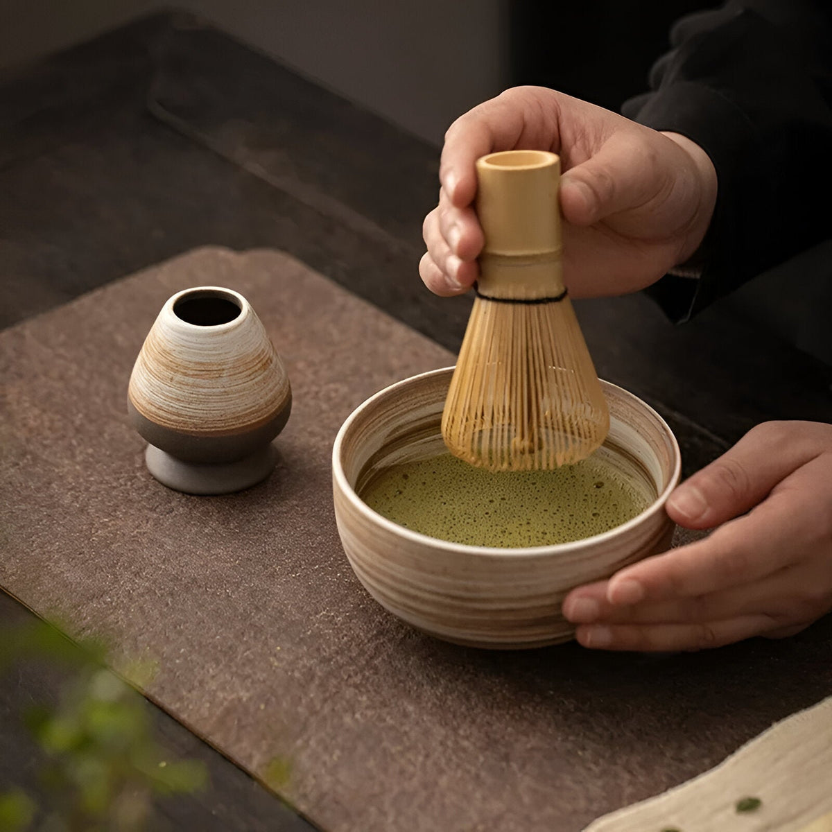 Miyako Matcha Tea Set - Bamboo and Ceramic, 4-Piece Traditional Ceremony
