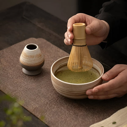 Miyako Matcha Tea Set - Bamboo and Ceramic, 4-Piece Traditional Ceremony