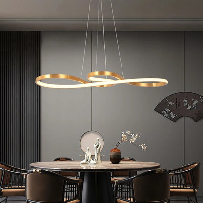Circular Aluminum Ceiling Fixture Dimmable LED 30 in Ring Hanging Light for Dining Table Kitchen Island Modern Overhead Chandelier with Remo