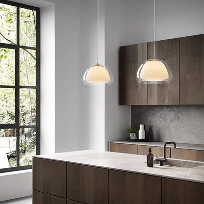 Translucent Globe Hanging Light Fixture Glass Dome Ceiling Lamp for Kitchen Island Dining Room Bedroom Modern