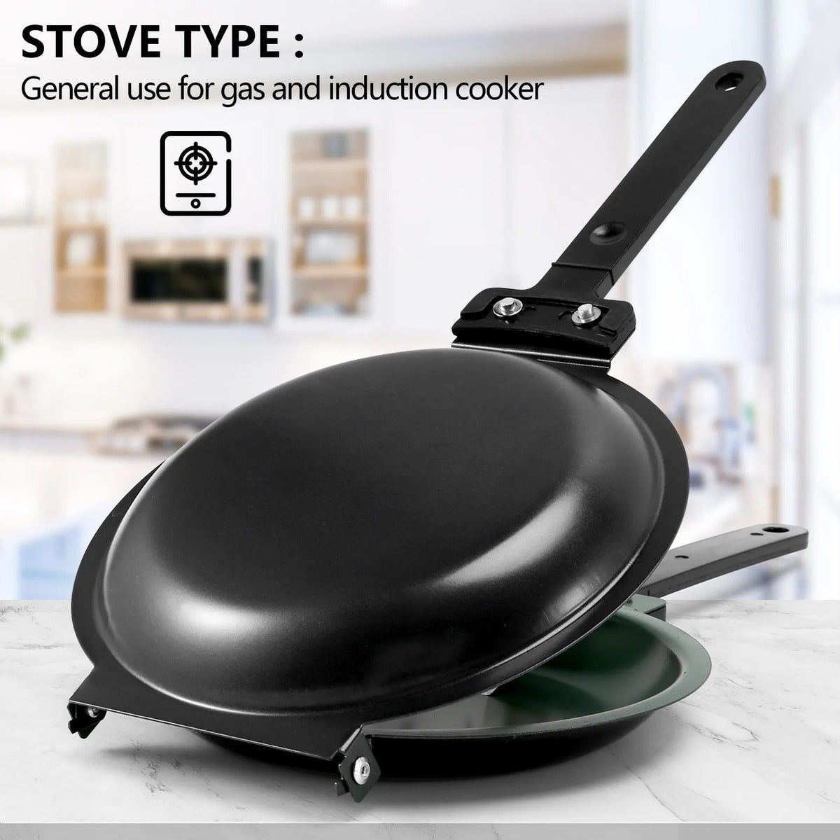 Dual-Sided Flip Pancake Pan with Non-Stick Coating – Stainless Steel Griddle for Perfect Flapjacks, Eggs & More – Easy Turn Breakfast