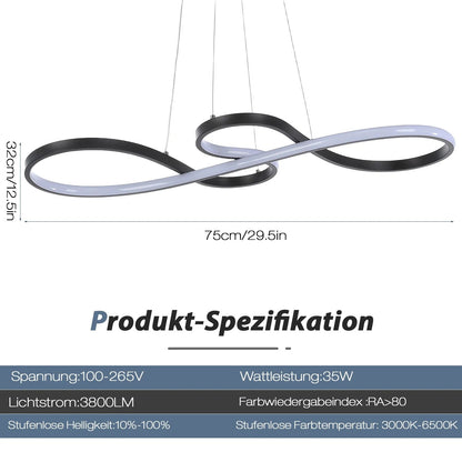 Modern Circle Hanging Fixture with Remote Dimming for Dining Room & Kitchen Island Adjustable Height 47 in Black White Gold Finish Contempor