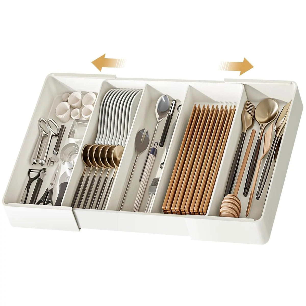 Expandable Drawer Divider Tray for Kitchen Utensils Bathroom Cosmetics Office Supplies Adjustable Compartment Insert for Home Organization
