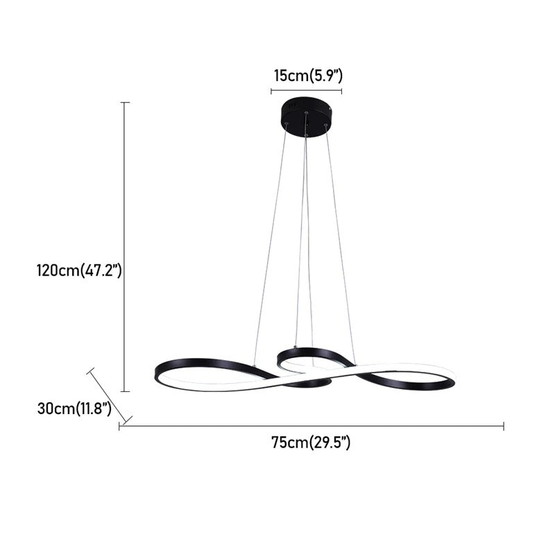 Circular Aluminum Ceiling Fixture Dimmable LED 30 in Ring Hanging Light for Dining Table Kitchen Island Modern Overhead Chandelier with Remo
