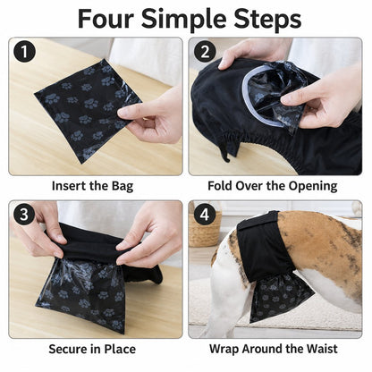 Ortekor Reusable Male Dog Urine Collection Wrap with 50 Bags - Indoor Marking & Accident Support