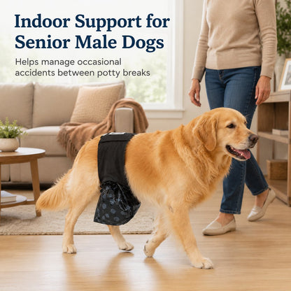 Ortekor Reusable Male Dog Urine Collection Wrap with 50 Bags - Indoor Marking & Accident Support