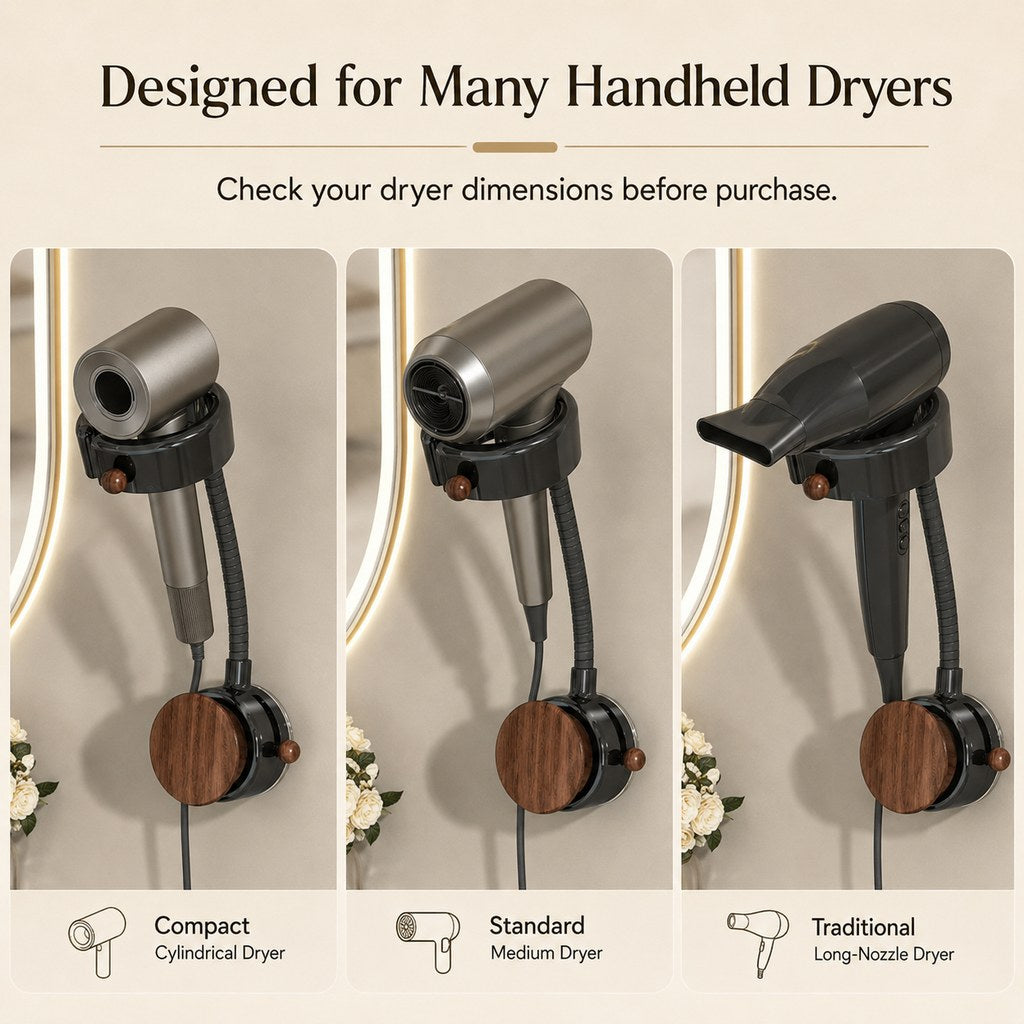 Ortekor Hands-Free Pet Grooming Hair Dryer Holder for At-Home Bath Time - Repositionable Suction Mount with 360 Flexible Arm