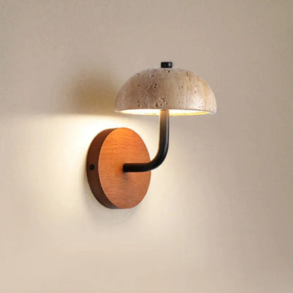 Marble Sconce Light Fixture for Bedroom & Living Room 8.7 Inch Downlight Wall Mount Stone Wood Accent Lamp Warm Glow Modern Farmhouse Hallwa