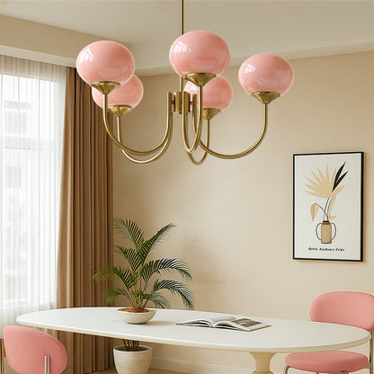 Frosted Glass Cluster Chandelier with Metal Frame – Mid-Century Modern Ceiling Light Fixture for Dining Room & Living Room – Warm White