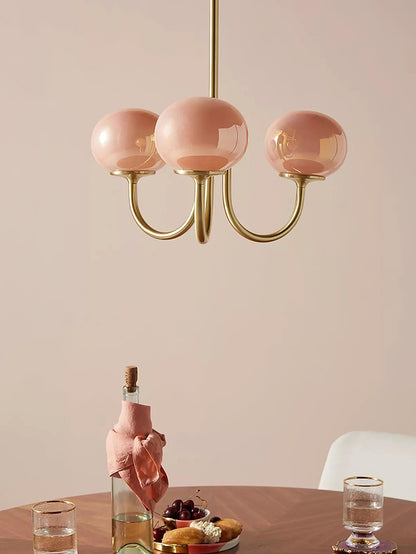 Handblown Glass Globe Chandelier with Gold or Chrome Finish – 3 or 5 Light Dining Room Pendant for Kitchen Island, Bedroom, Living Room