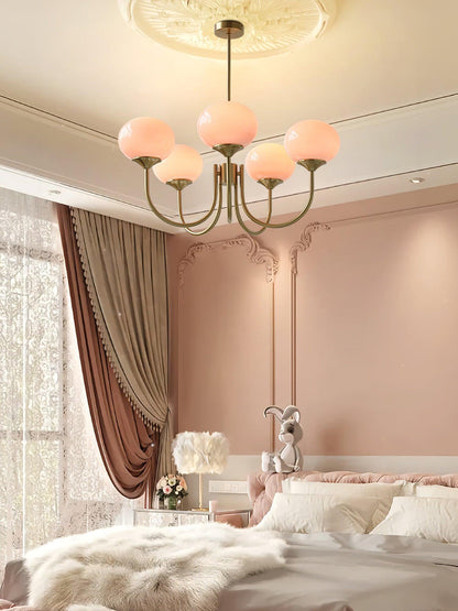 Handblown Glass Globe Chandelier with Gold or Chrome Finish – 3 or 5 Light Dining Room Pendant for Kitchen Island, Bedroom, Living Room