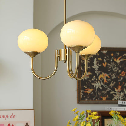 Handblown Glass Globe Chandelier with Gold or Chrome Finish – 3 or 5 Light Dining Room Pendant for Kitchen Island, Bedroom, Living Room