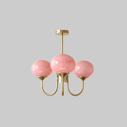 Handblown Glass Globe Chandelier with Gold or Chrome Finish – 3 or 5 Light Dining Room Pendant for Kitchen Island, Bedroom, Living Room