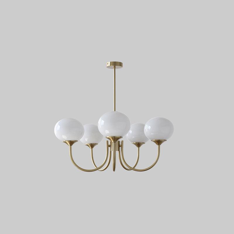 Handblown Glass Globe Chandelier with Gold or Chrome Finish – 3 or 5 Light Dining Room Pendant for Kitchen Island, Bedroom, Living Room