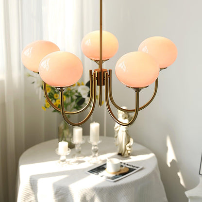 Handblown Glass Globe Chandelier with Gold or Chrome Finish – 3 or 5 Light Dining Room Pendant for Kitchen Island, Bedroom, Living Room