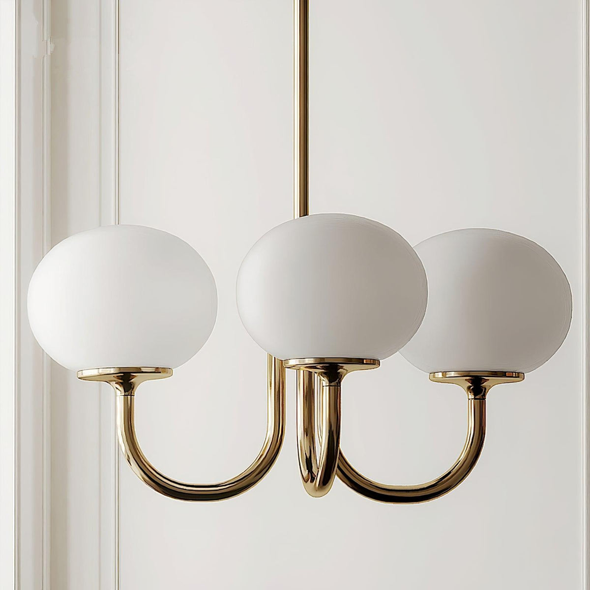 Handblown Glass Globe Chandelier with Gold or Chrome Finish – 3 or 5 Light Dining Room Pendant for Kitchen Island, Bedroom, Living Room