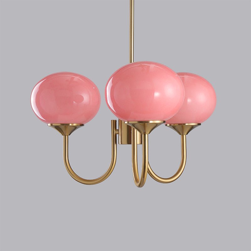 Handblown Glass Globe Chandelier with Gold or Chrome Finish – 3 or 5 Light Dining Room Pendant for Kitchen Island, Bedroom, Living Room