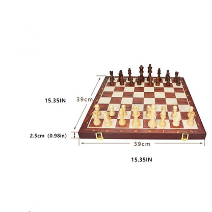 Handcrafted Wooden Chess Set with Folding Board and Solid Wood Pieces for Home, Travel & Tournament Play