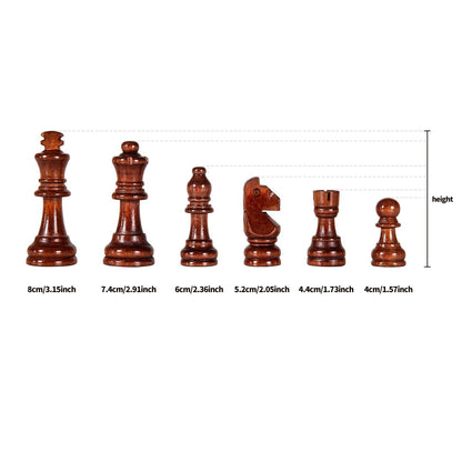 Handcrafted Wooden Chess Set with Folding Board and Solid Wood Pieces for Home, Travel & Tournament Play