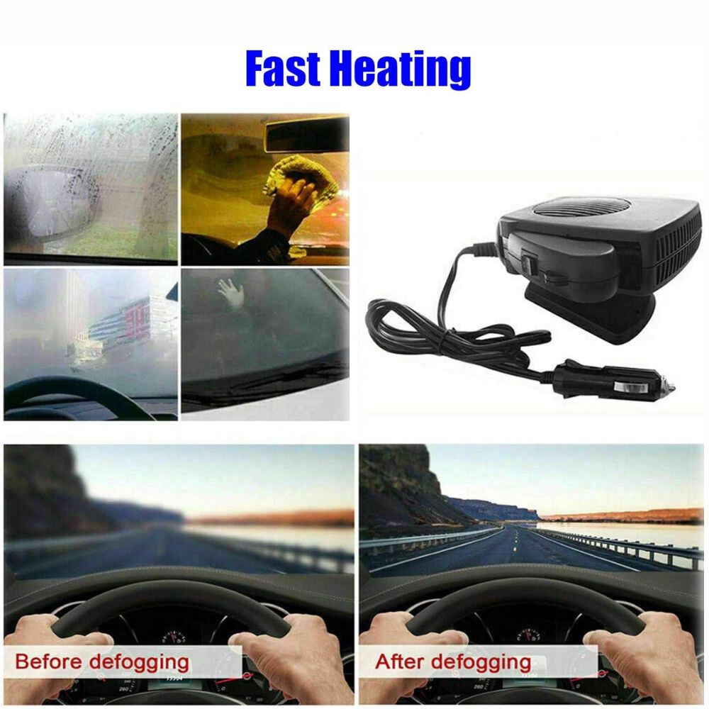 Portable 12V Car Heater 150W/300W Ceramic Fan for Quick Window Defrosting & Cabin Warmth in Winter