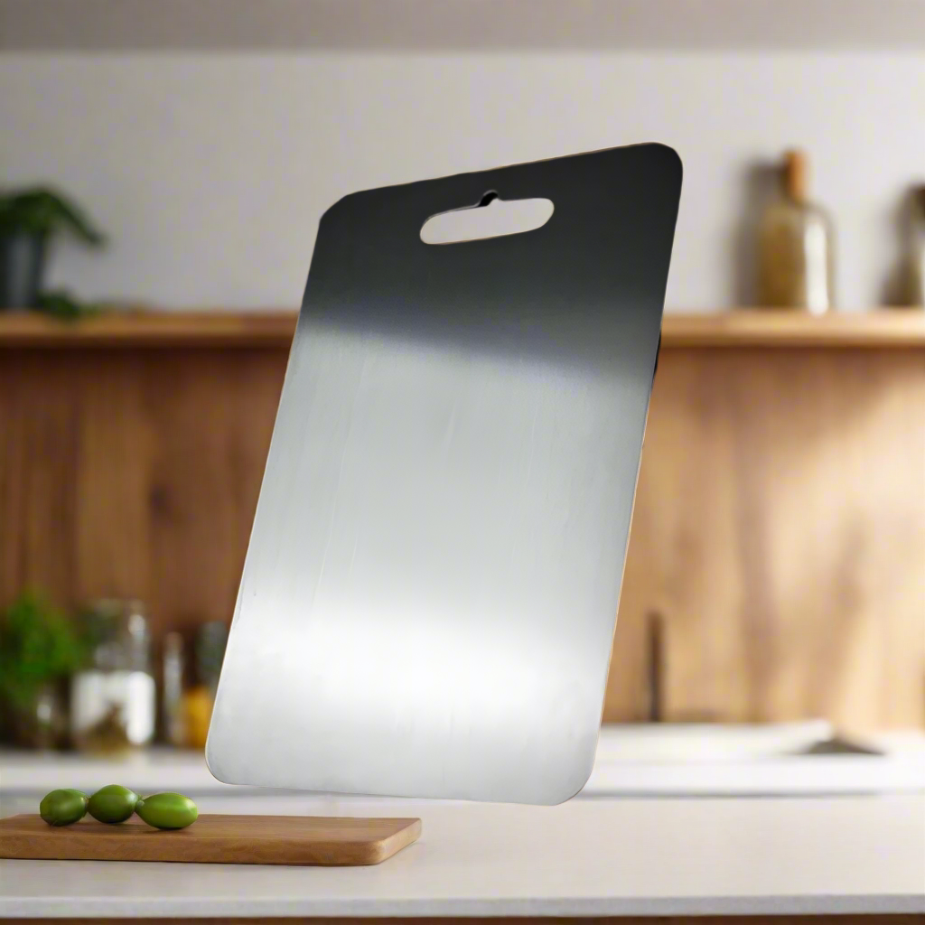 Titanium Prep Surface Non-Porous Knife-Friendly Food Board for Home & Professional Kitchens Silver Finish Antibacterial