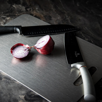 Titanium Prep Surface Non-Porous Knife-Friendly Food Board for Home & Professional Kitchens Silver Finish Antibacterial