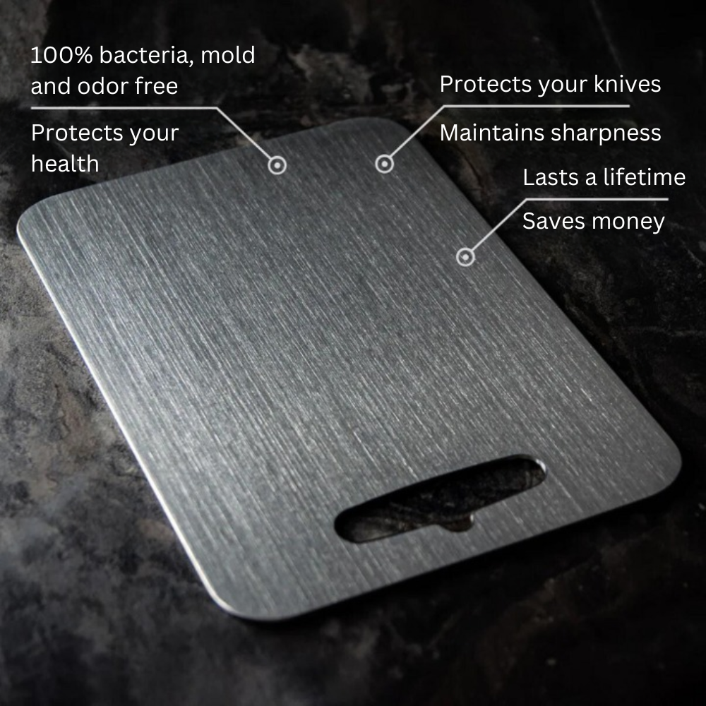Titanium Prep Surface Non-Porous Knife-Friendly Food Board for Home & Professional Kitchens Silver Finish Antibacterial